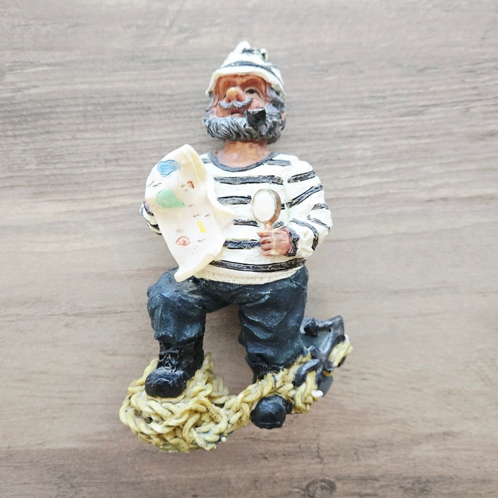 Nautical Fisherman Figurine Statue Nautical Decor Fisherman Map Magnifying Glass